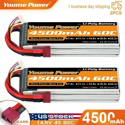 2pcs 14.8V 4S 4500mAh 60C Deans Lipo Battery For RC CAR TRUCK QUAD  HELICOPTER • $64.37