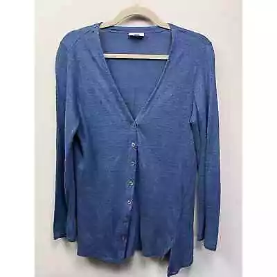 J. Jill Love Linen Button Front Cardigan Womens Size XS Blue Lightweight Flaw • $14.99