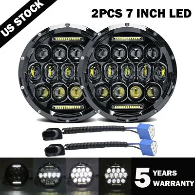 For Suzuki Samurai SJ410 7 Inch LED Round Headlights Pair DRL Hi/Lo Beam X2 • $45.99