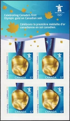 GOLD MEDAL = VANCOUVER OLYMPIC = Booklet Page Of 4 Stamps Canada 2010 #2372 MNH • $4.31