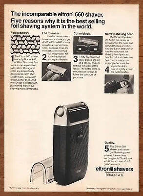 1977 Eltron 660 Electric Shaver Vintage Print Ad/Poster Shaving Man Cave Art 70s • $14.99