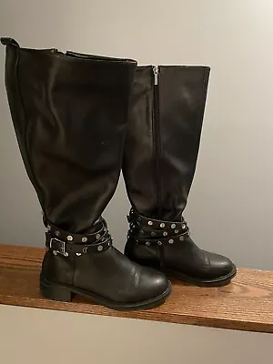 Victoria Secret Black Leather Boots Size 8 • $69.99