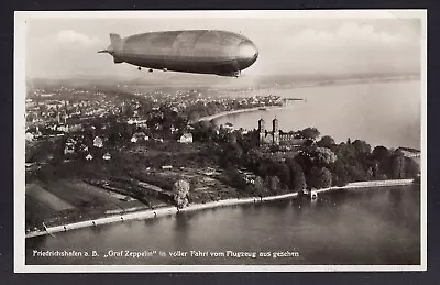 C1930 Rppc  Graf Zeppelin  Over Friedrichshafen -- Zeppelin Cachet On Back • £5