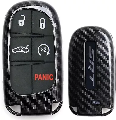 Black Carbon Fiber Pattern Smart Key Holder For Dodge Charger Challenger Jeep.. • $17.99