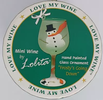 New Lolita Christmas Ornament Love My Wine Mini Frosty's Going Down Glass • £13.10