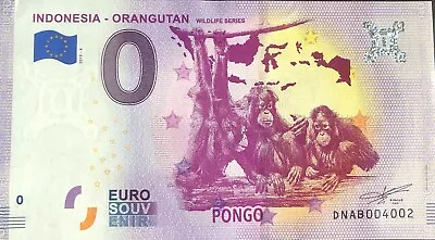 Ticket 0 Zero Euro Indonesia Orangutan Wildlife Series 2019-1 Number Various • £7.98