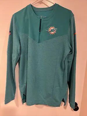 NFL Miami Dolphins Nike Dri-Fit Aqua Sideline Lockup 1/2 Zip Jacket Men's M • $65