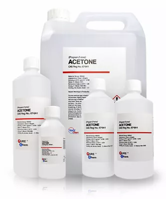 Acetone Pure Acrylic Nail Remover Nail Polish Remover 99.8% Pure Chem • £58.90