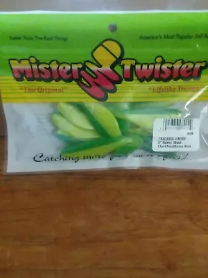 Mister Twister 3  Sassy Shad (10-Pack) Chartreuse Pearl/Green Back  • $4