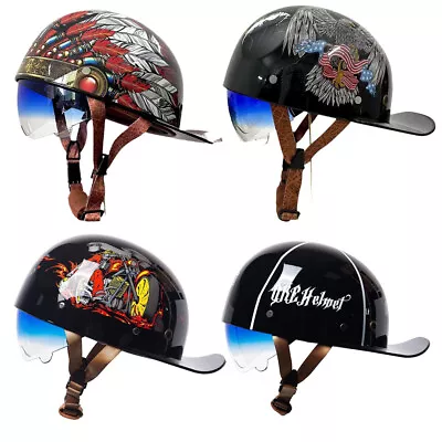 Retro Helmets Baseball Cap Half Colorful Men Head Safety Motorcycle Duck Helmet • $34.99