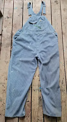 Vintage Key Imperial Men Denim Jean Carpenter Work Bib Overalls Distressed 48x30 • $35