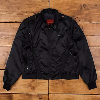 Vintage Sergio Valente Bomber Jacket 2XL 80s Biker Black Zip • £37.99