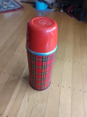 Vintage Aladdin Thermos Red Plaid Design #31 - Vintage Stanley Alternative  • $12.50