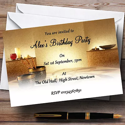 Relaxing Weekend Spa Day Theme Personalised Birthday Party Invitations - Th80 • £9.99