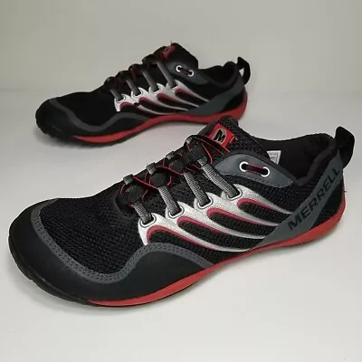 Merrell Trail Glove Barefoot Men's Running Shoes Size 8 Black Red Silver • $55