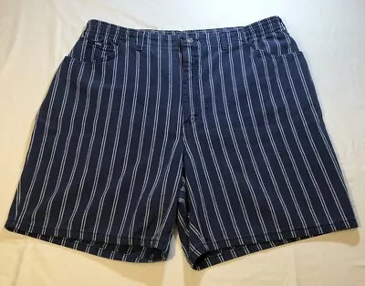 Vintage Women’s High Waisted Blue White Striped Mom Shorts Made In USA 24W Y2K • $16