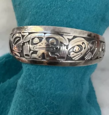 Signed Vintage Sterling Silver Cuff Bracelet Preowned By Barry Herem. • $125