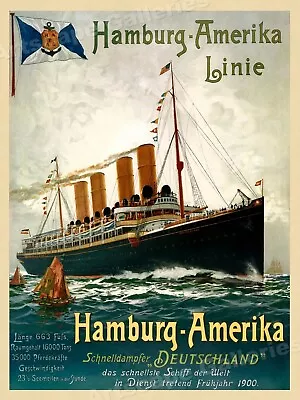 Hamburg-Amerika Linie 1900 Vintage Style Steamer Travel Poster - 24x32 • $24.95