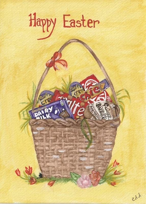 £4 • Buy Easter Card Pretty Hand Painted Just Right For  Chocoholics And Chocolate Lovers