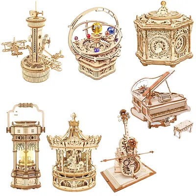 ROKR 7-Kits 3D Wooden Puzzle Mechanical Music Box DIY Xmas Gifts Toys For Adult • $198.98