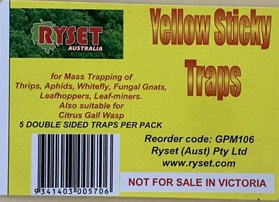 $13.50 • Buy RON Orchid Yellow Sticky Traps (Pack Of 5 Cards) Catching Insects Bugs Pests