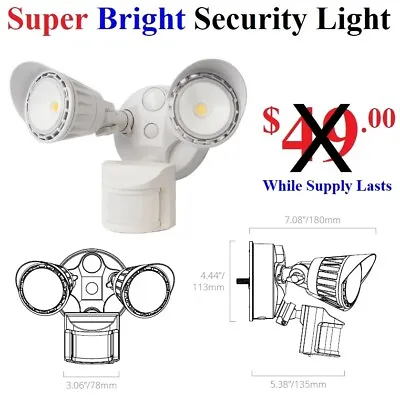 💥LED DUSK To DAWN💥 MOTION SENSOR DUAL HEAD Light 120-277V  WHITE/BRONZE DLC   • $34.99