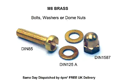 £2.95 • Buy M6 Brass Bolts Or Washers Or Dome Nuts