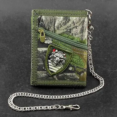 Men's Boy's Army Camouflage Trifold Wallet Card Purse With Safty Chain   • $11