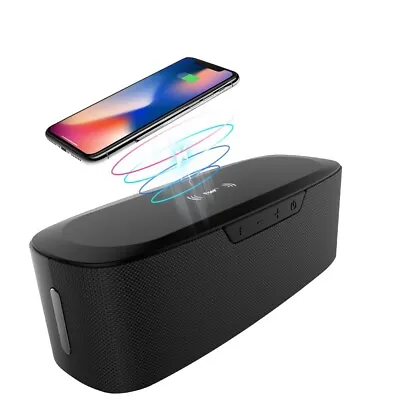 Bluetooth Speaker With Wireless Charger 2 In 1 Deep Bass Black For IPhone • £19.99