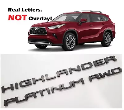 3PC Matte Black HIGHLANDER Platinum AWD Letter Emblem Fit 2020+Toyota Highlander • $54.80