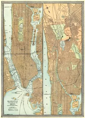 £26.99 • Buy MANHATTAN Town/city Plan. Bronx. New York City 1907 Old Antique Map Chart