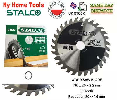 £8.99 • Buy 130x20x2.2 WOOD SAW BLADE CIRCULAR 30 Teeth Cutting Stalco Reduction STEEL