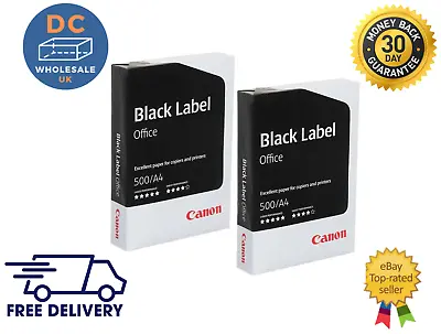 2 X Canon A4 Black Label Zero 75GSM Printer Paper 164 CIE 500 Sheets • £13.49