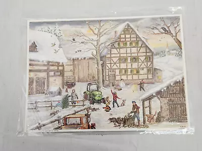 Vintage Germany Advent Calendar Richard Sellmer Verlag 10X14 Farm Scene & Barn • $15