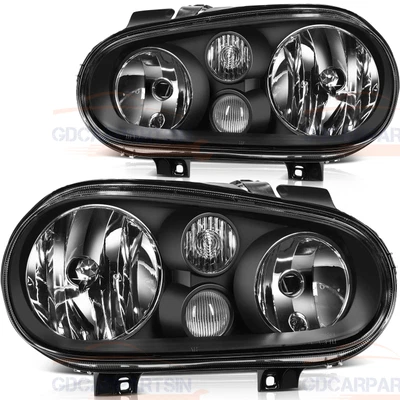 $78.06 • Buy For 1999-2006 Volkswagen Golf Headlights Assembly Pair Replacement Black Housing