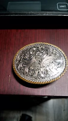 Vintage Montana Silversmiths Sterling Silver Plated W/gold Tone Buckle 2.5 X 1.8 • $30