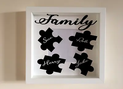Box Frame Vinyl Decal Sticker Wall Art Quote Family Jigsaw Pieces Names  • £2.99