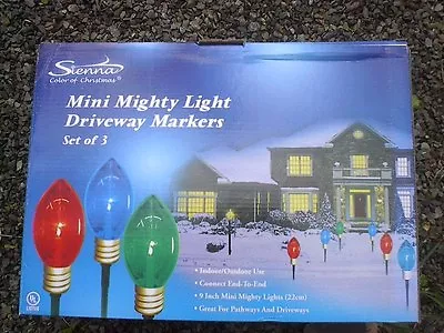  Set Of 3  Lighted  Multi  Color  Mighty  Light  C7  Shape  Xmas Pathway  Lights • $23.95