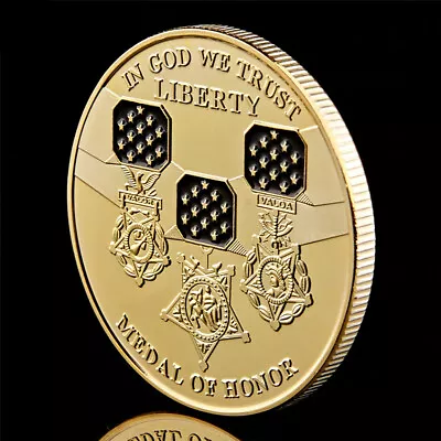 In God We Trust Medal Of Honor Plated Gold Liberty Challenge Commemorative Coin • $4.29