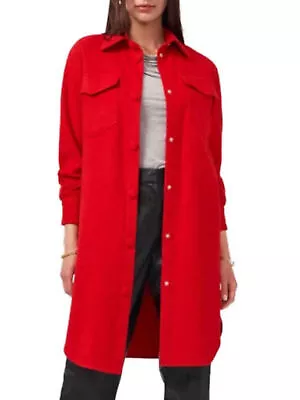 VINCE CAMUTO Womens Red Pocketed Vented Sides Round Hem Button Down Jacket XL • $18.99