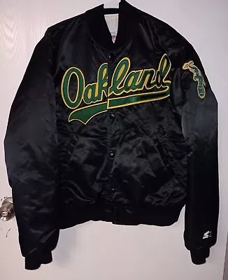 Vintage Starter MLB Diamond Collection Oakland Athletics A's Black Satin Jacket • $199