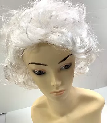 White Wigs For Elderly Women Fashion Short Wavy Hair Mommy Wig • $15