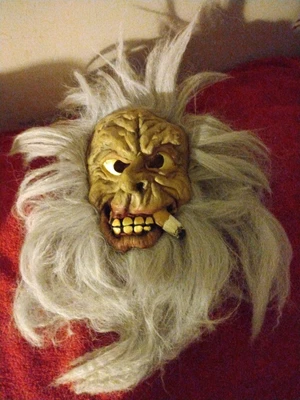 $49.99 • Buy Vintage Rubber Halloween Full Face Mask Crazy Old Man W/ Cigar & Wild Gray Hair 