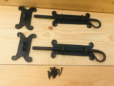 2 Large Iron Locks Sliding Door Lock And Latch Barn Dead Bolt Fancy Hand Forged  • $33.99