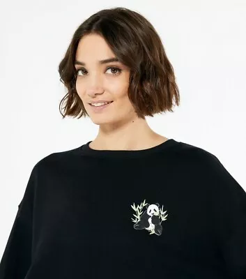 New Look Black Panda Print Sweatshirt - Small 6/8/10 • £9.50