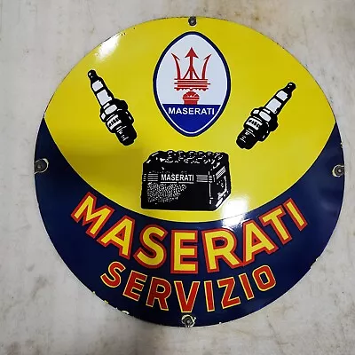 Maserati Servizio 30 Inches Round Enamel Sign • $100