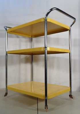 $159.95 • Buy VTG Mid Century Modern Yellow Cosco Rolling 3 Tier Kitchen Utility Bar Cart