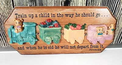 Wood Plaque Proverbs Bible Verse Train Up A Child Vintage Decor Kitsch • $9.99