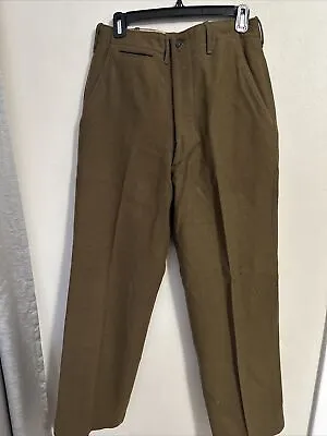 Vintage 40s Wool Button Fly Military Pants Men’s Size 31x34 Green • $30.40