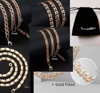 TrendsMax 14k Rose Gold Filled 585 Fashion Necklace 5-8 MM Men Women 20; 24 Inch • £18.50